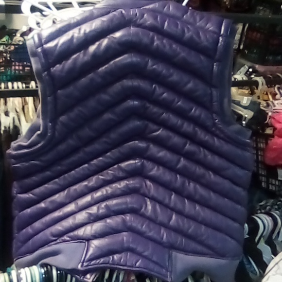Vintage Hudson Outerwear Purple Real leather button vest polyester inside old - Picture 10 of 10